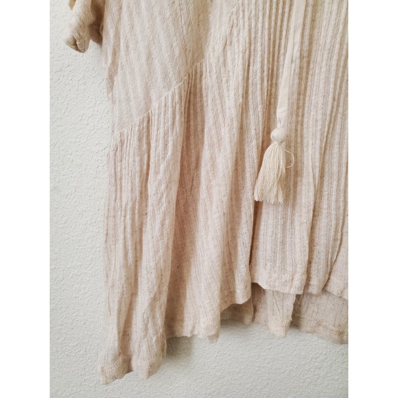 NWT Patrons of Peace Womens Tassels Lace Trim VNeck Top Size S Bohemian Babydoll - Picture 3 of 10